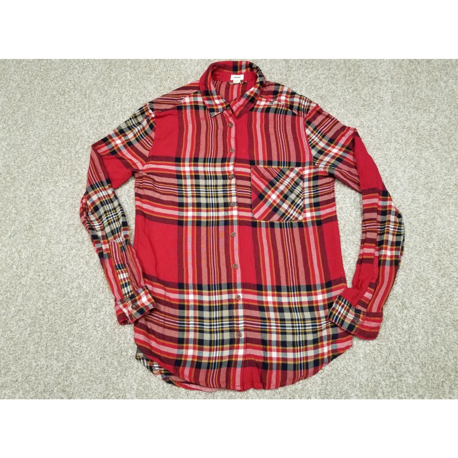 Garage Garage Top Womens XS Red 100% Rayon Plaid Long Sleeve Casual Shirt Size XS / US 0-2 / IT 36-38 - 2 Thumbnail