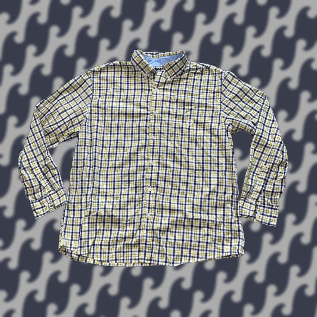 Chaps CHAPS Shirt Men XL Plaid Button-Down Easy Care Yellow Blue Long Sleeve Preppy Size US XL / EU 56 / 4 - 1 Thumbnail