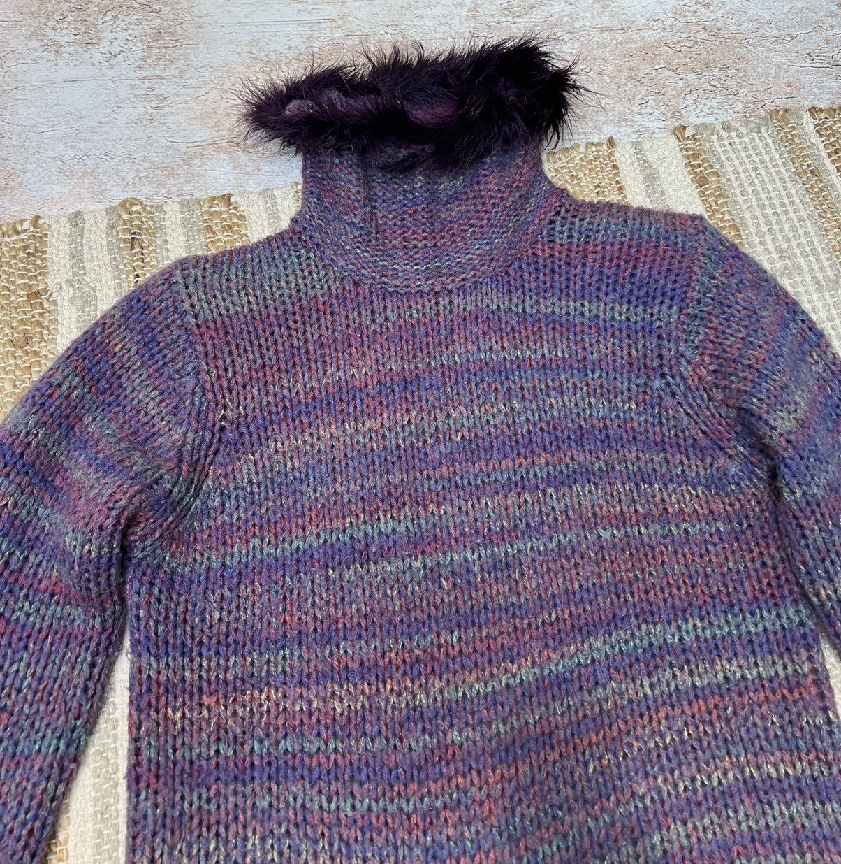 Japanese Brand × Vintage Vintage knit sweater with fur details Size US S / EU 44-46 / 1 - 4 Thumbnail