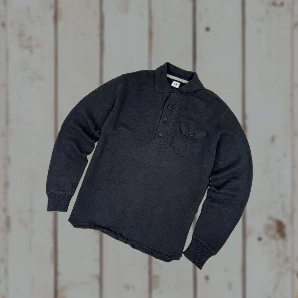 Vintage Cp Company Wool Knit Polo Sweater Men Size 52 Gray Size US L / EU 52-54 / 3 - 1 Thumbnail
