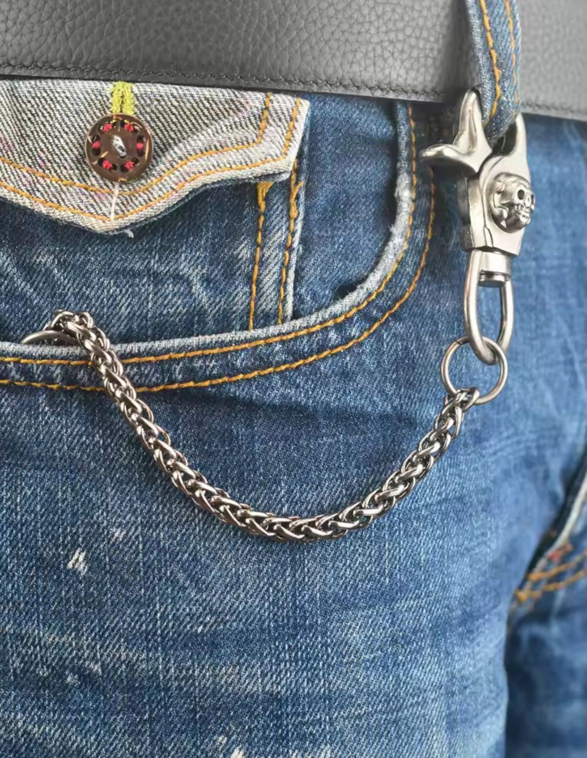 Electric Visual Punk Metal Skull Buckle Clip Wallet Pant Chain Size ONE SIZE - 3 Thumbnail