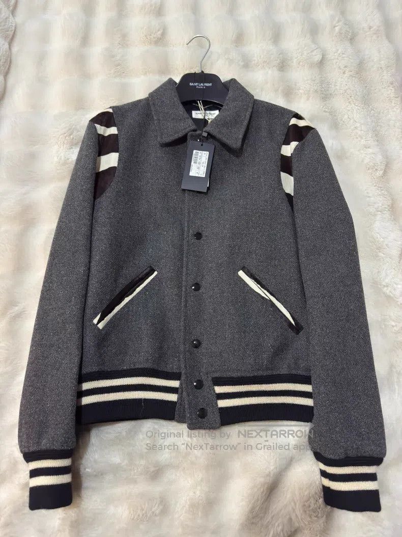 Saint Laurent Paris Saint Laurent Paris Gray Zebra Print Men's Baseball Jacket Size US M / EU 48-50 / 2 - 1 Thumbnail