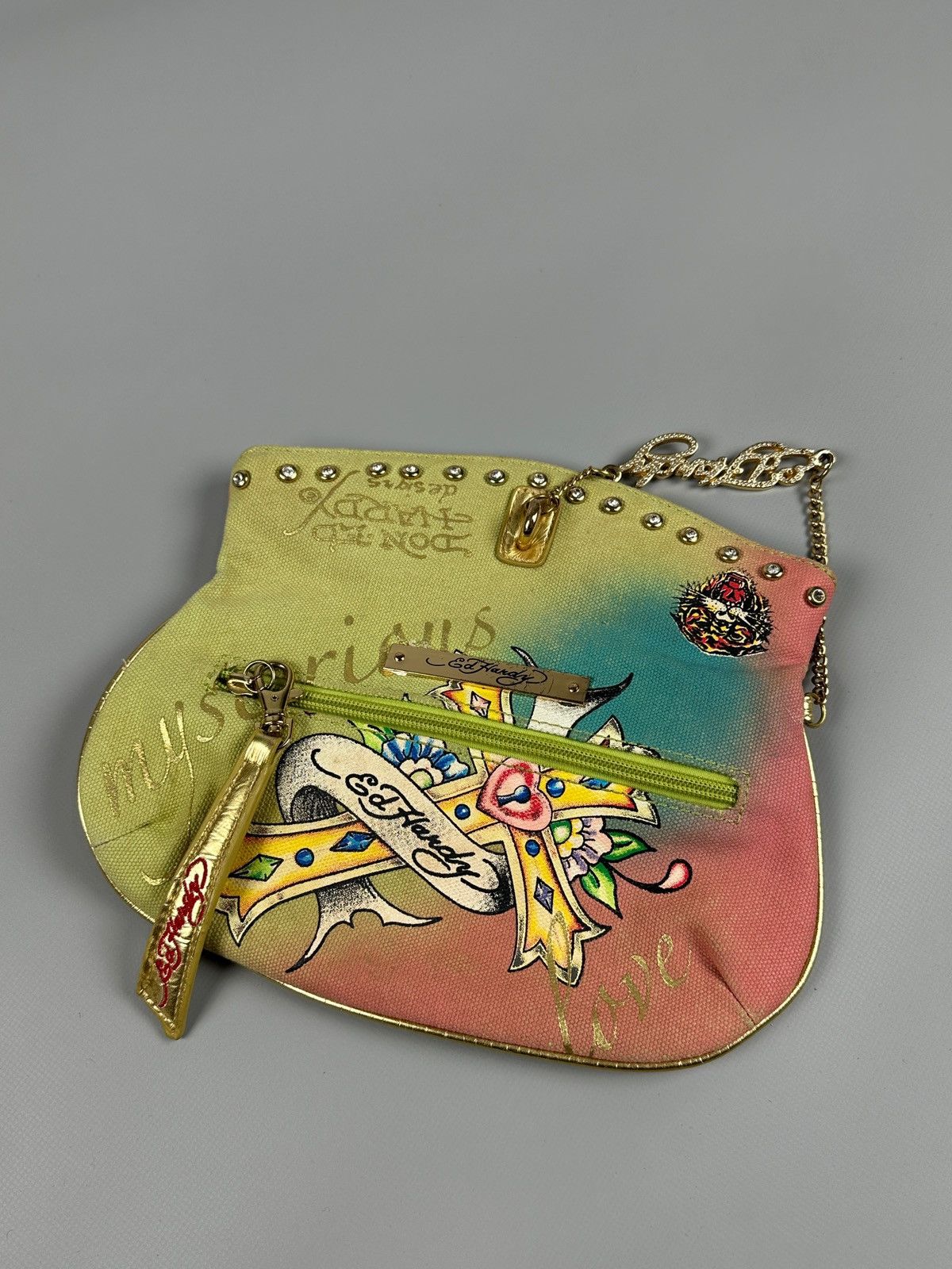 Ed Hardy Vintage Ed Hardy Y2K Tattoo Print Clutch Canvas Bag Size ONE SIZE - 3 Thumbnail