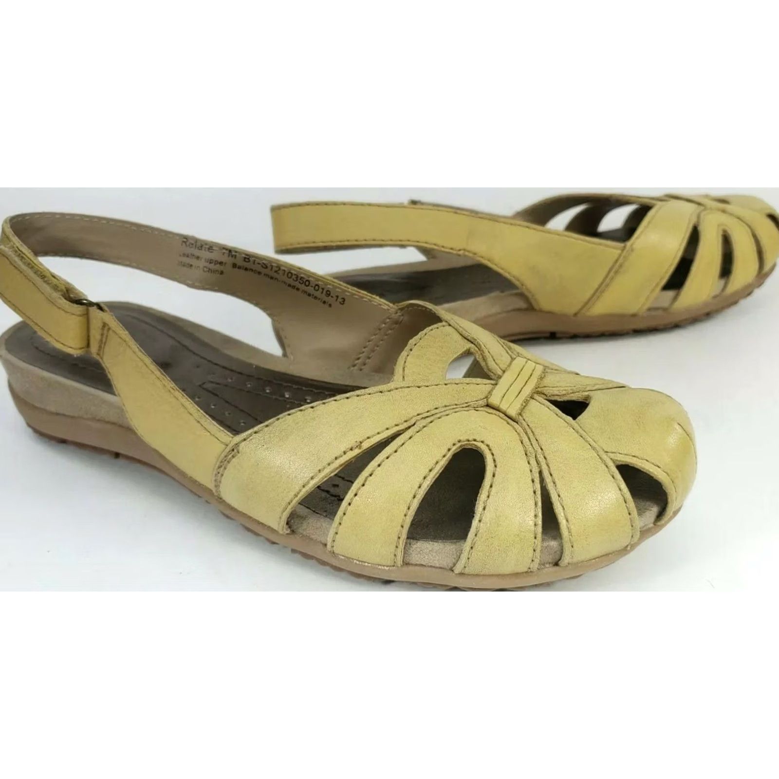 Vintage Bare Traps Relate Slingback Sandal Yellow Leather Sz 7 Women’s Sandal Slp On Straps Cushioned Lightweight Arch Support Motion Control Size US 8 / IT 38 - 2 Thumbnail