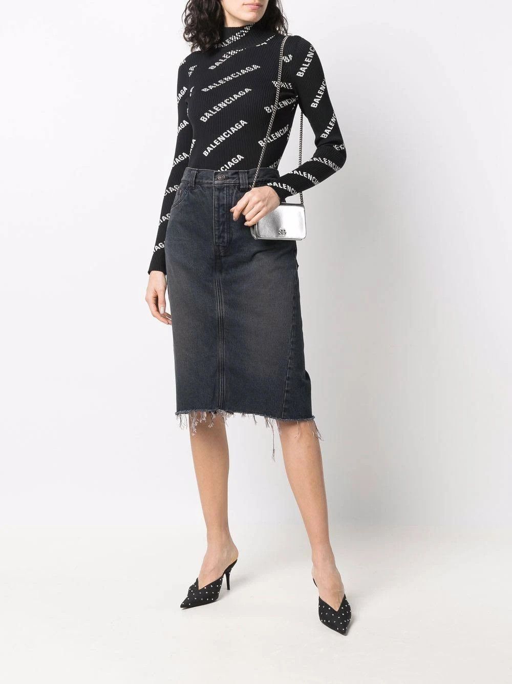 Balenciaga o1la1rc1a1024 Denim Skirt Shorts in Brown/Marine Blue Size 28" / US 6 / IT 42 - 4 Thumbnail