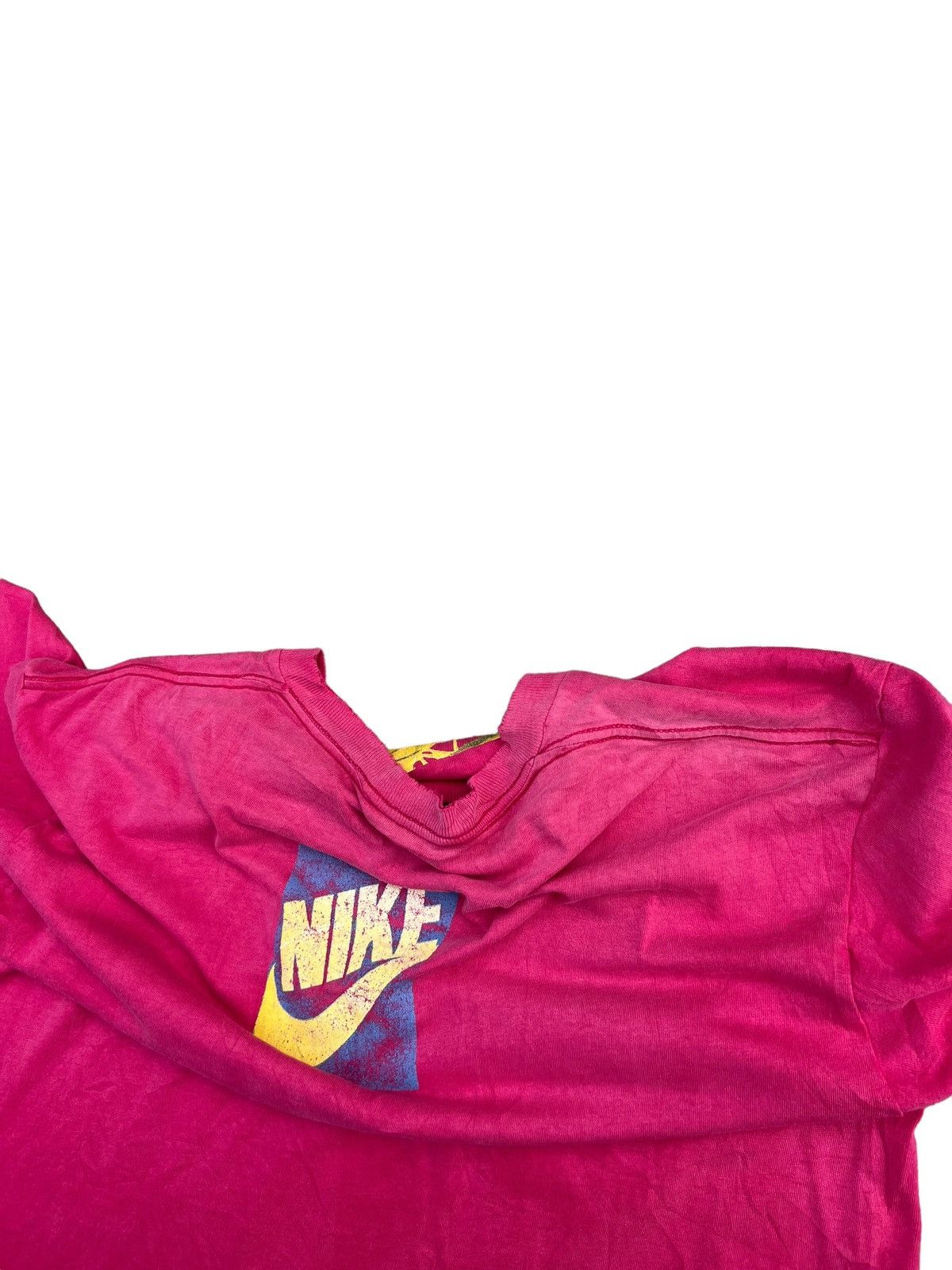 Nike Vintage 90s Nike Grey Tag Jordan Distress Sun Fade Pink tee Size US M / EU 48-50 / 2 - 16 Thumbnail