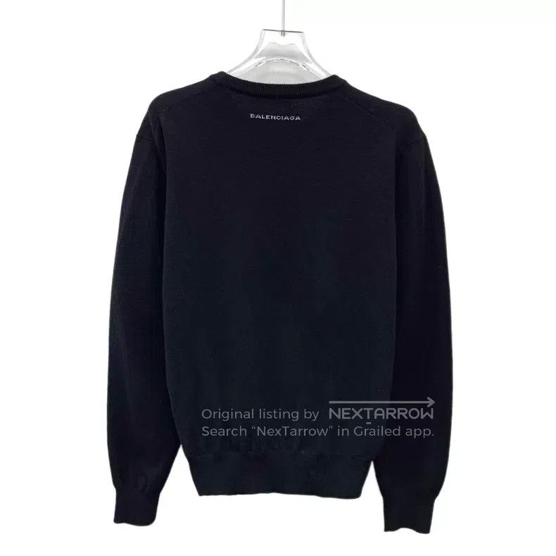 Balenciaga Balenciaga Black Logo Letter Round Neck Wool Knit Sweater Size XS / US 0-2 / IT 36-38 - 2 Thumbnail