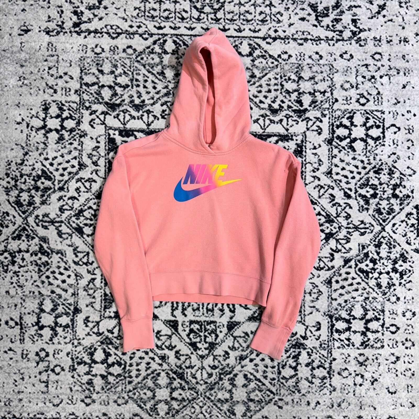 Nike × Vintage Vintage Nike Peach Cotton Hoodie Size S 90s Centre Swoosh Size US S / EU 44-46 / 1 - 1 Thumbnail
