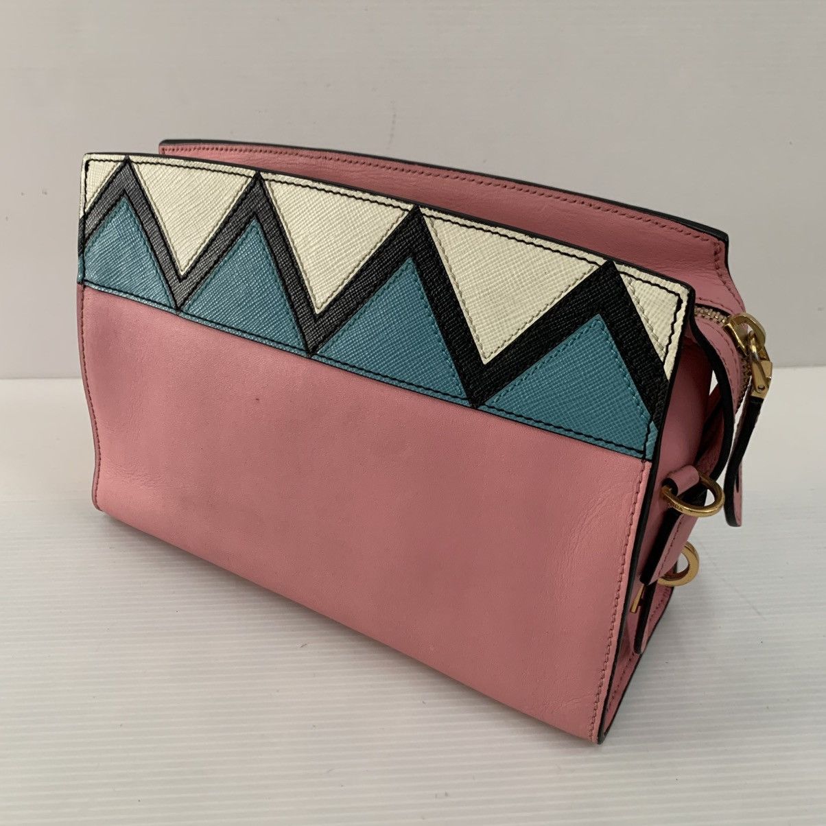 Prada Prada Leather Pink Clutch Bag Size ONE SIZE - 3 Thumbnail