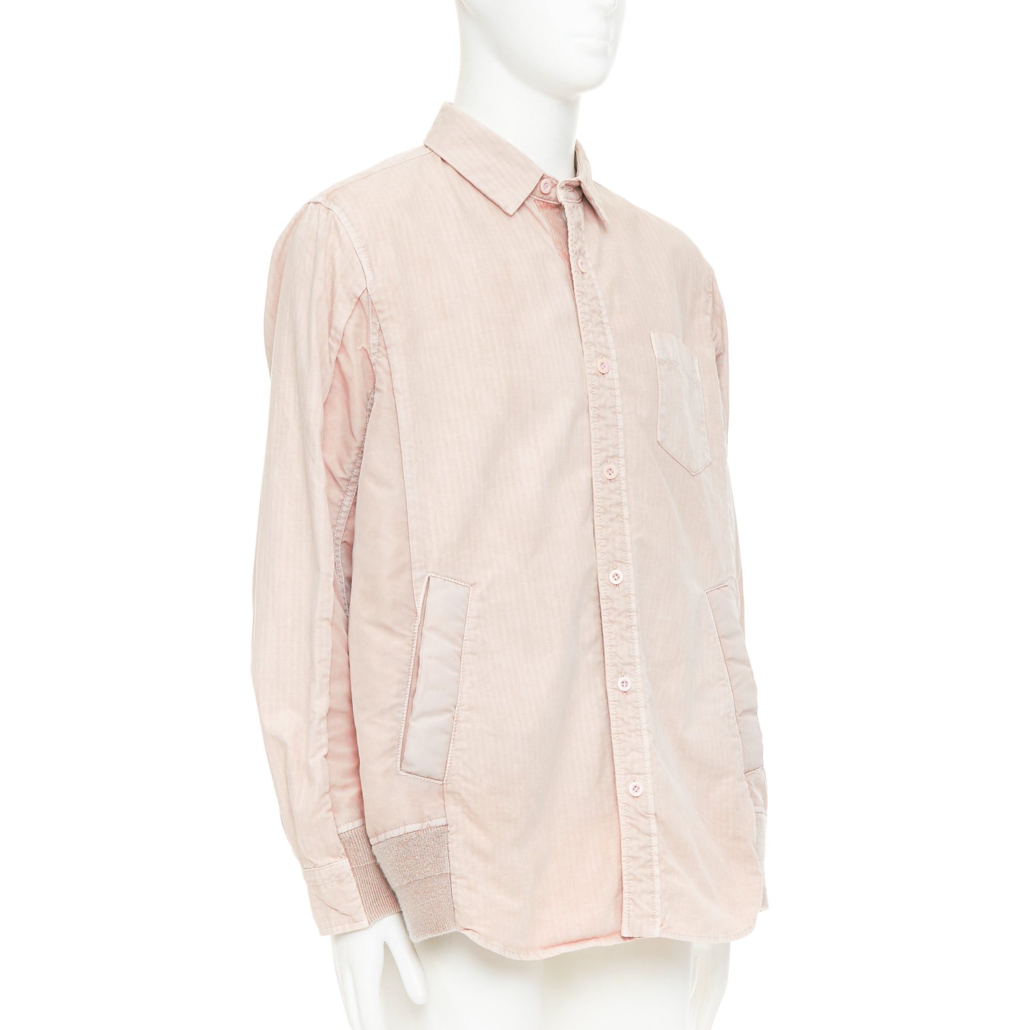 Sacai SACAI 2024 dirty pink garment dye ripstop nylon twill bomber shirt hybrid JP3 L Size US L / EU 52-54 / 3 - 1 Thumbnail