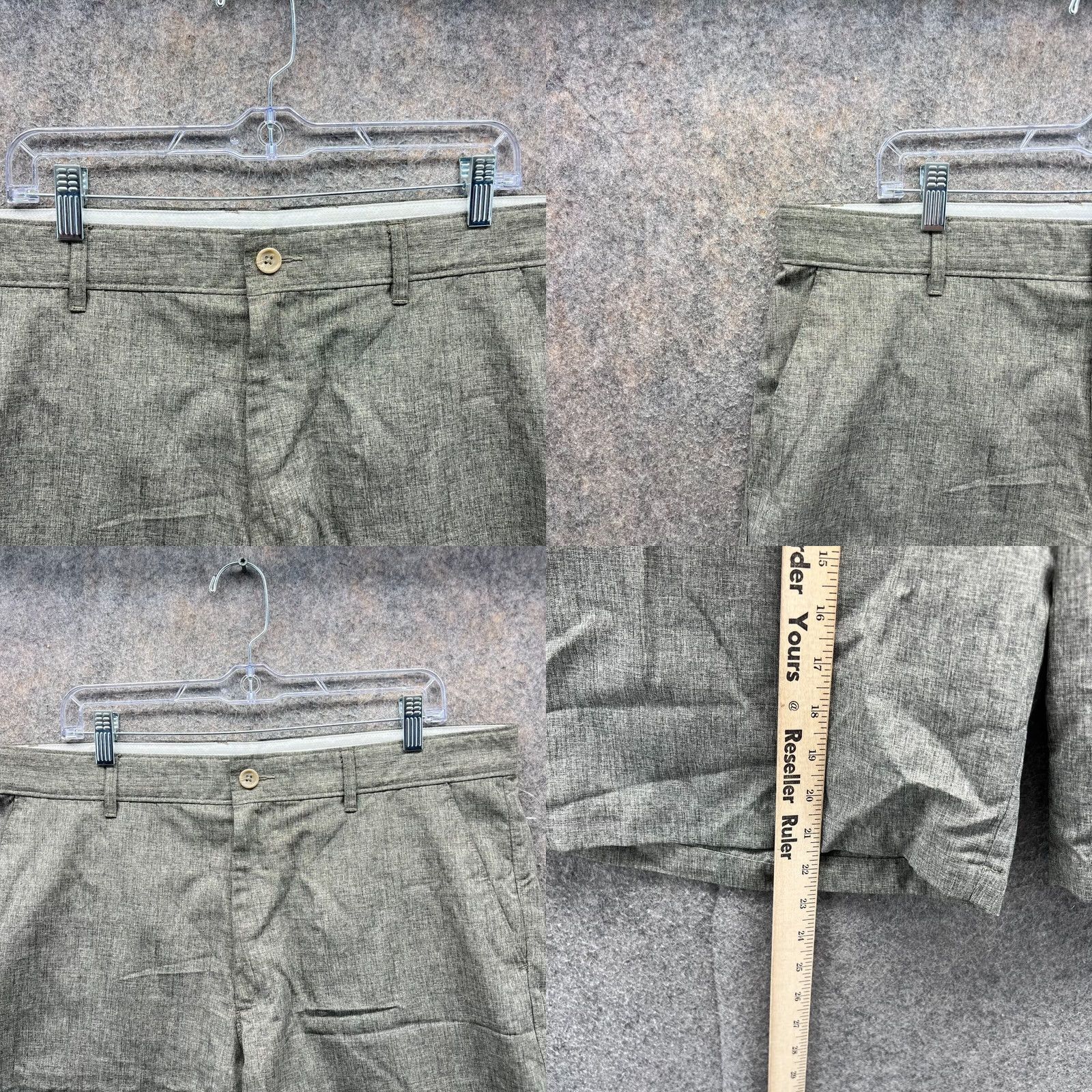 Vintage Greg Norman Shorts Mens 36 Heather Gray Chino Flat Front Polyester Casual Travel Slim Regular Button Front Pockets Slash Pocket Knit? Size US 36 / EU 52 - 8 Thumbnail