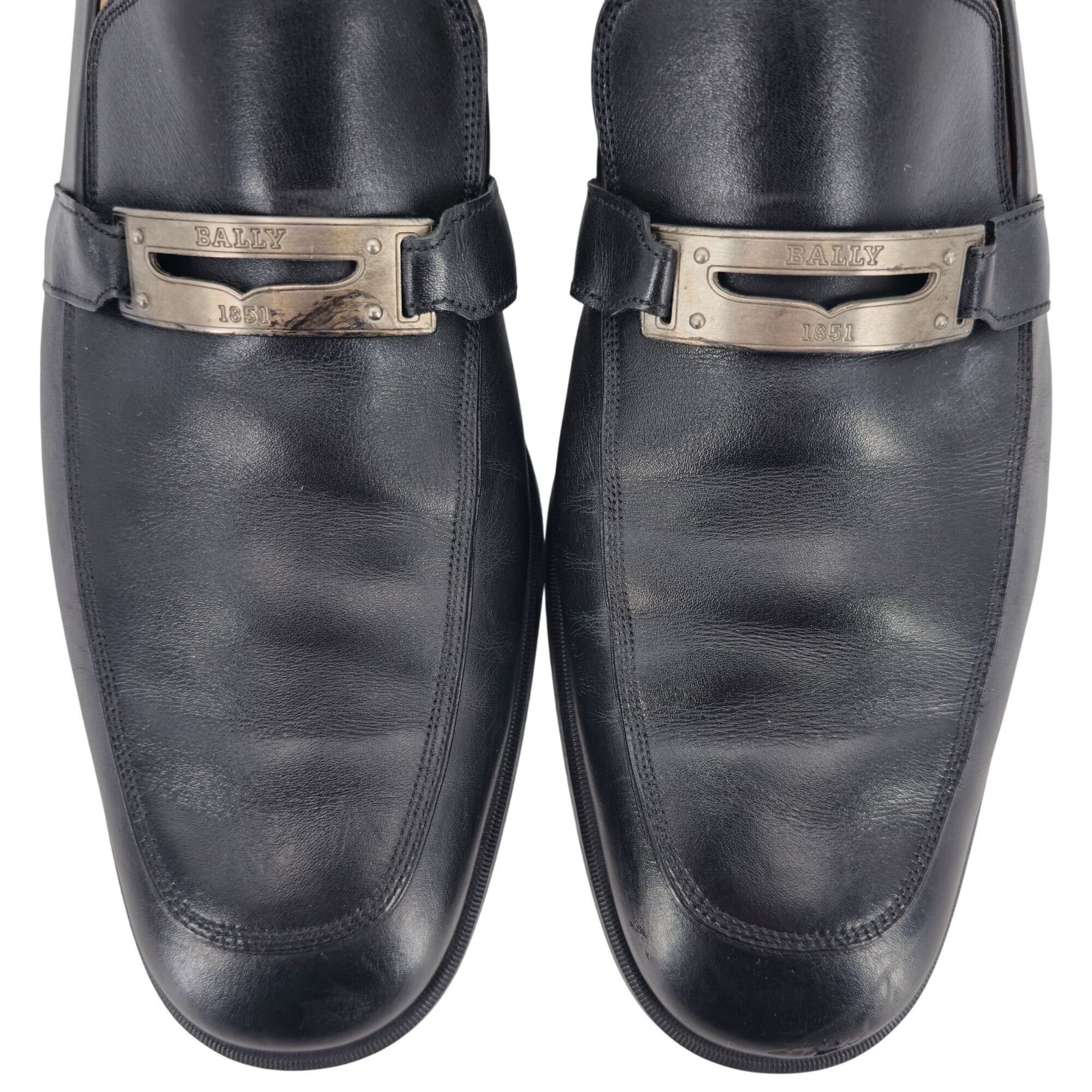 Bally Bally Switzerland Men's size 7D Black Leather Logo Plate Bit Size US 7 / EU 40 - 2 Thumbnail