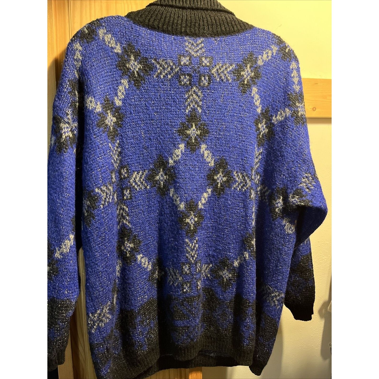 United Colors Of Benetton Benetton VTG L 46 Blue Argyle Acrylic Mohair Nylon Sweater Size L / US 10 / IT 46 - 14 Thumbnail
