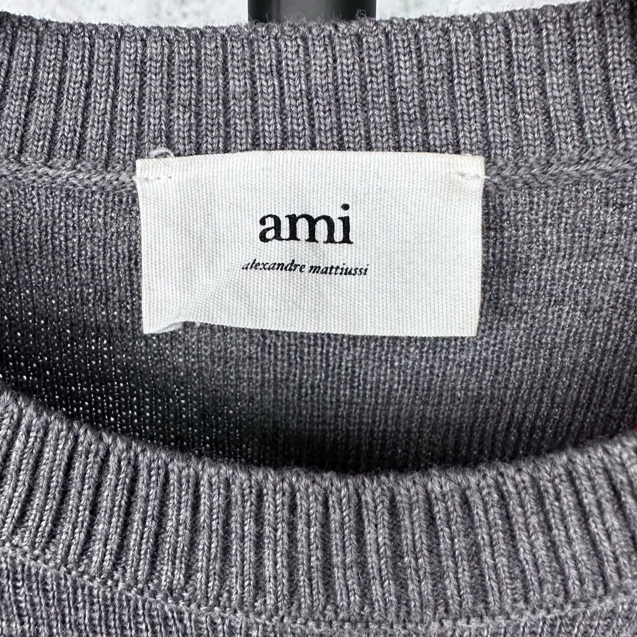 AMI ami paris gray wool sweater with heart logo Size US M / EU 48-50 / 2 - 4 Thumbnail