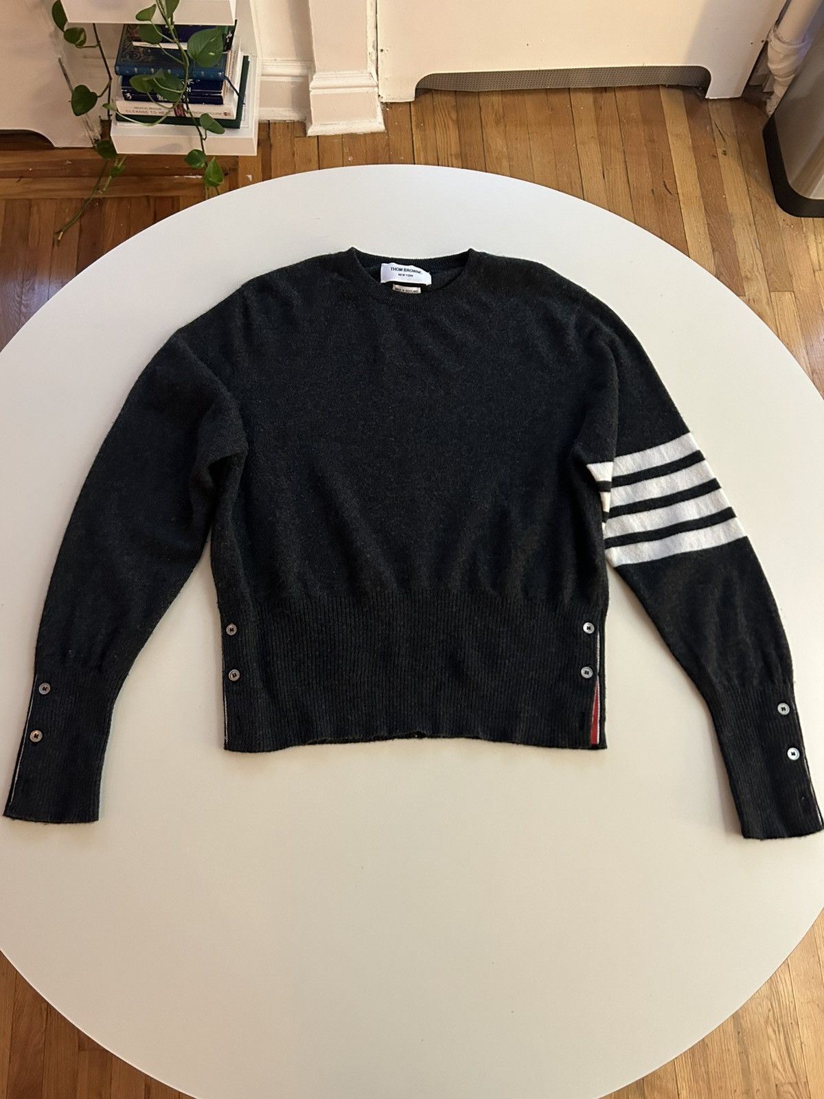 Thom Browne Thom Browne Cashmere 4-bar Pull Over Dark Grey Size US M / EU 48-50 / 2 - 1 Thumbnail
