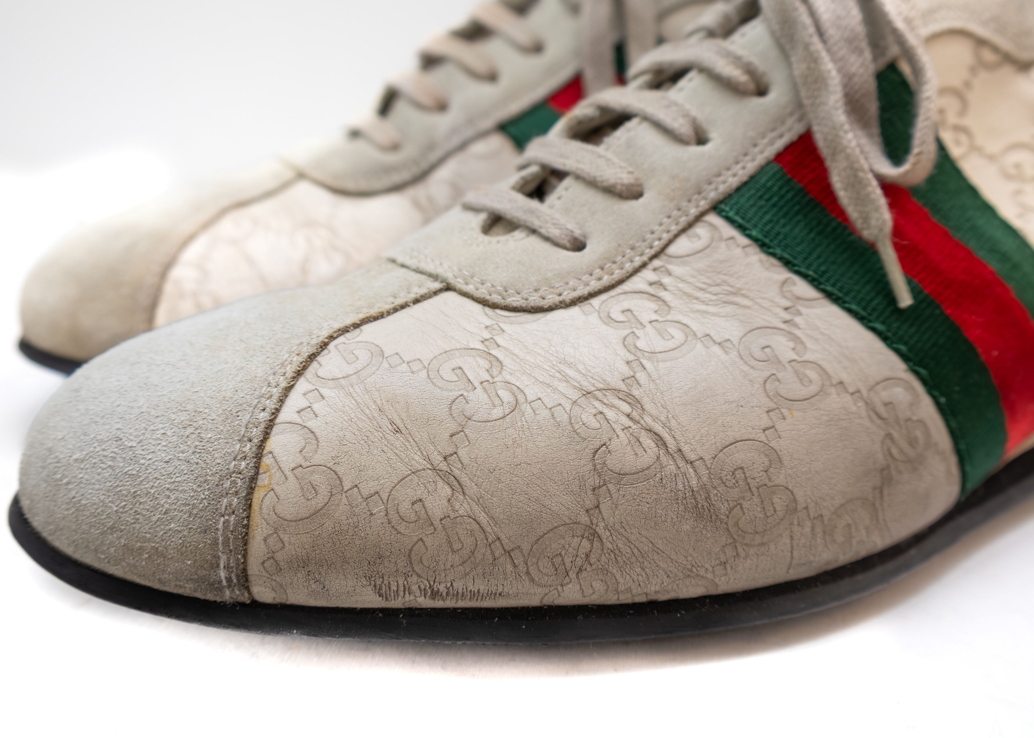 Gucci Gucci GG Monogram Stripe Sneakers EU 44E – Beige/Green/Red Size US 10.5 / EU 43-44 - 13 Thumbnail