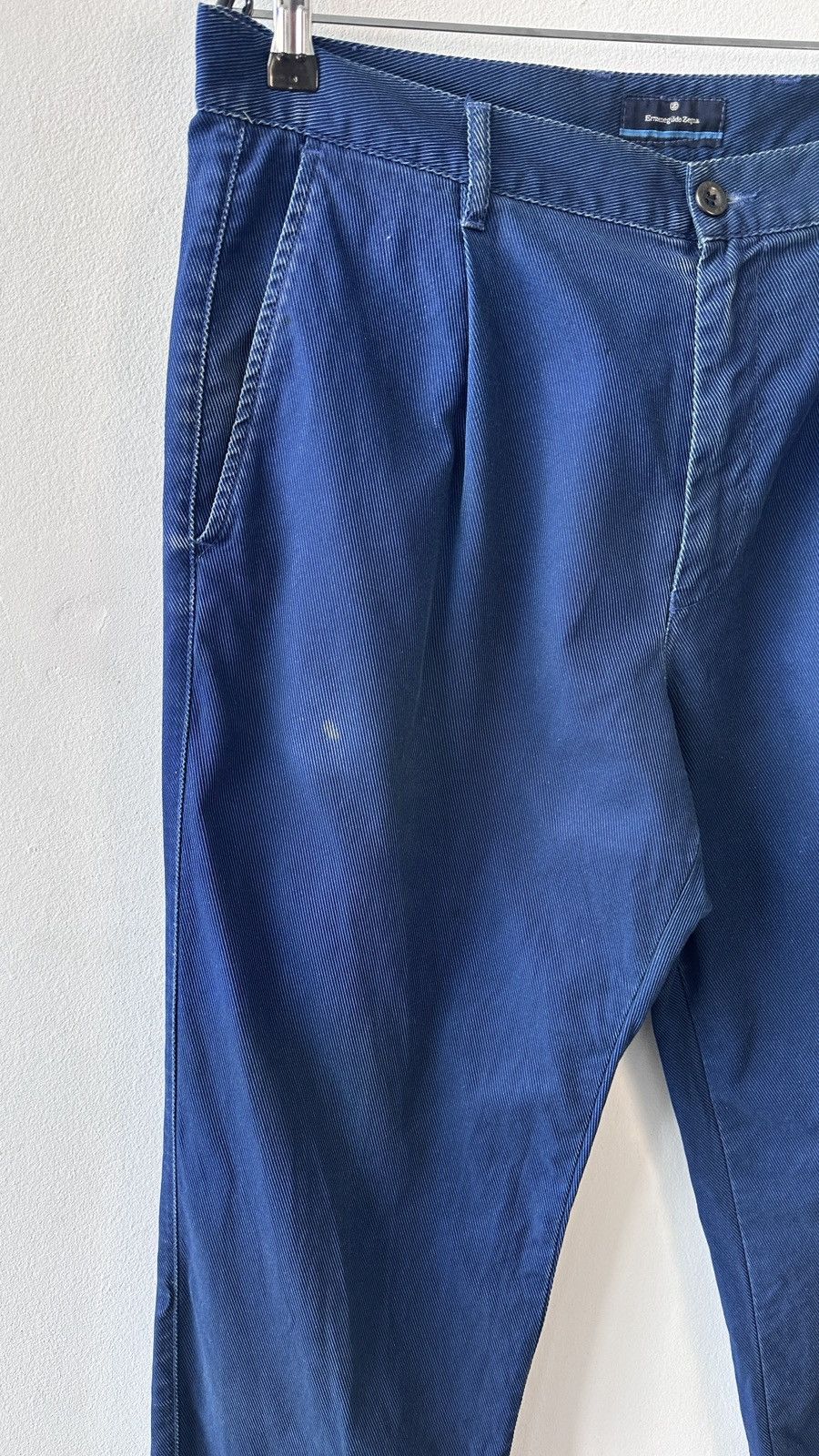 Ermenegildo Zegna Ermenegildo Zegna Navy Blue Cotton Trousers Pants Pleated Size US 36 / EU 52 - 6 Thumbnail