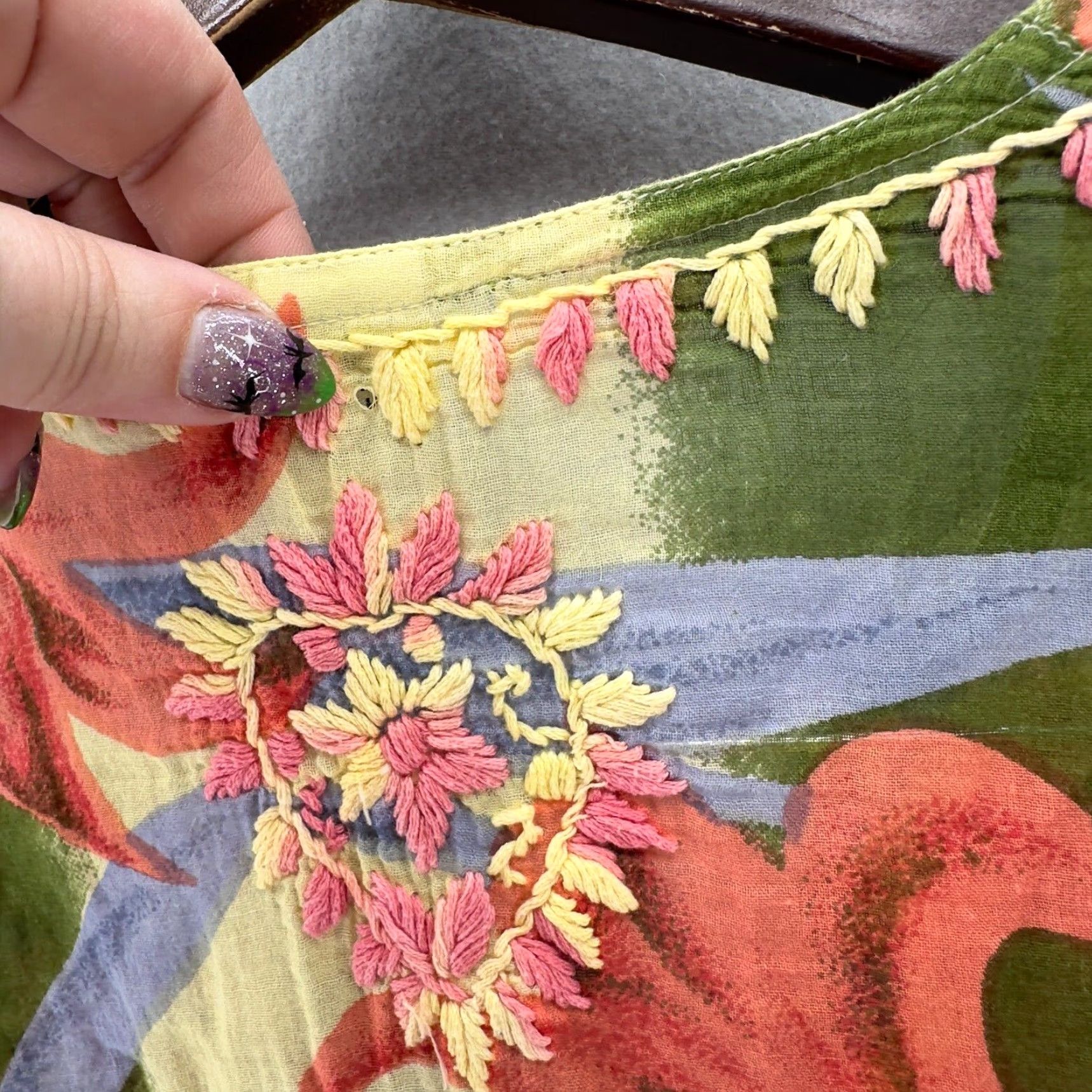 Vintage Raj Embroidered Tunic Dress S Top Cover Up Boho Floral Rio Cottagecore Y2k 90s Size S / US 4 / IT 40 - 6 Thumbnail