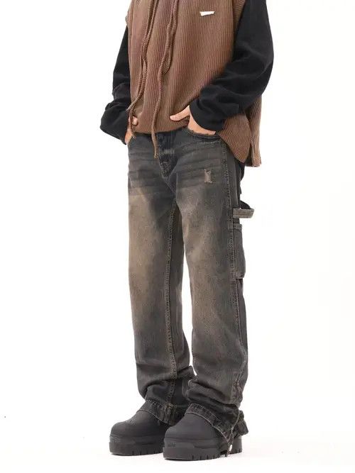 image of Vintage Distressed Carpenter Hiphop Baggy Jeans in Blue Fade, Men's (Size 32)
