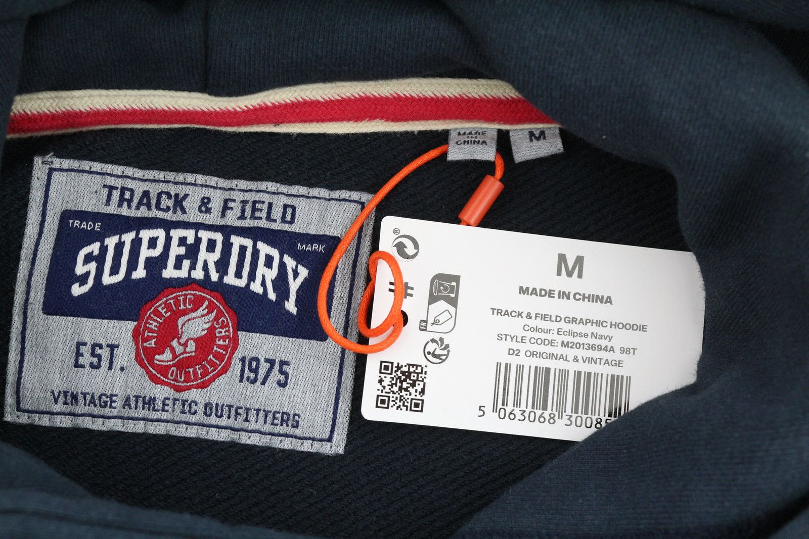 Superdry TRACK & FIELD M Dark Blue Kangaroo Hoodie 87124 Size US M / EU 48-50 / 2 - 6 Thumbnail
