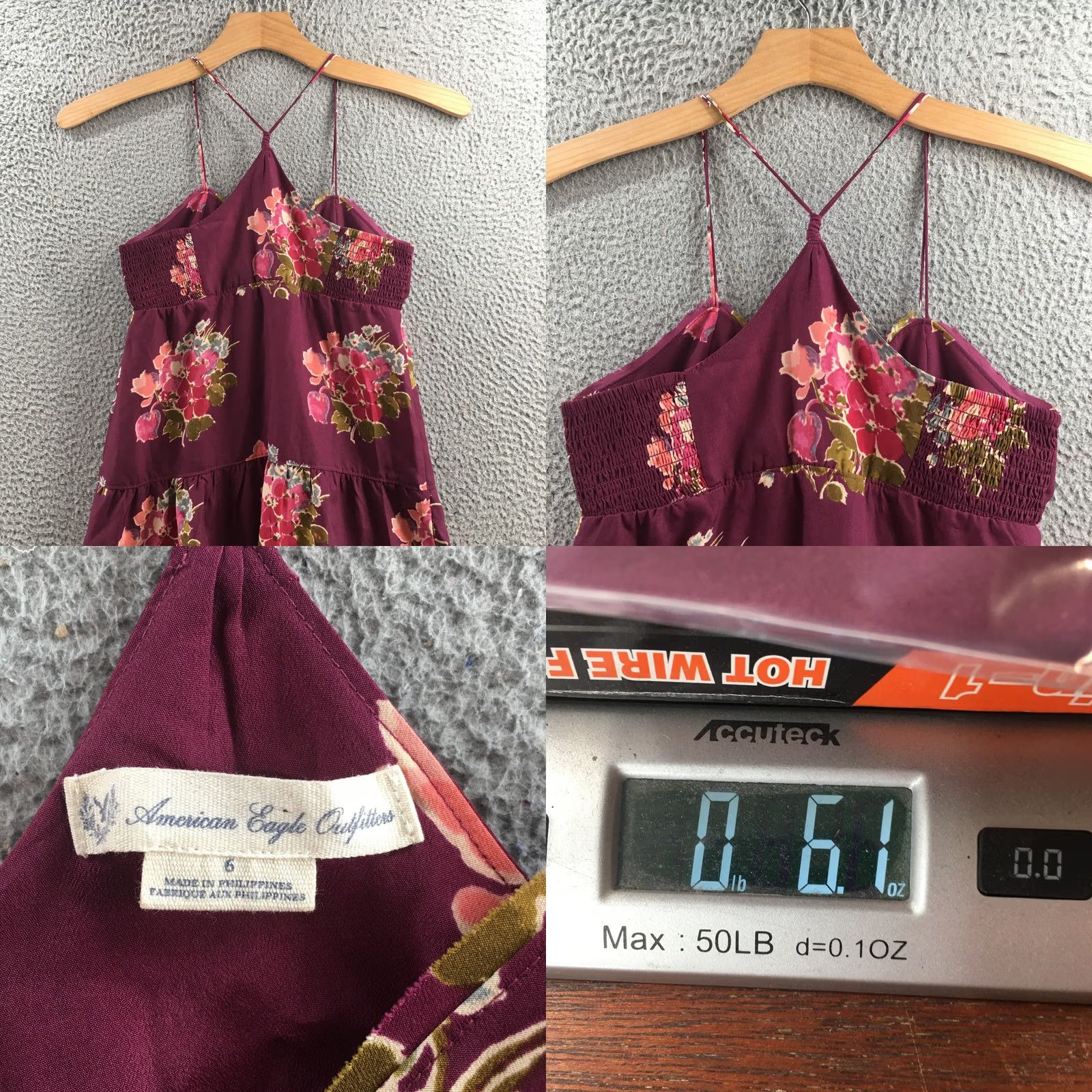 American Eagle Outfitters American Eagle Outfitters Dress Womens 6 Purple Floral Print A-Line Spaghetti Strap Sleeveless Casual Fit & Flare Knee Length Ladies Size M / US 6-8 / IT 42-44 - 8 Thumbnail