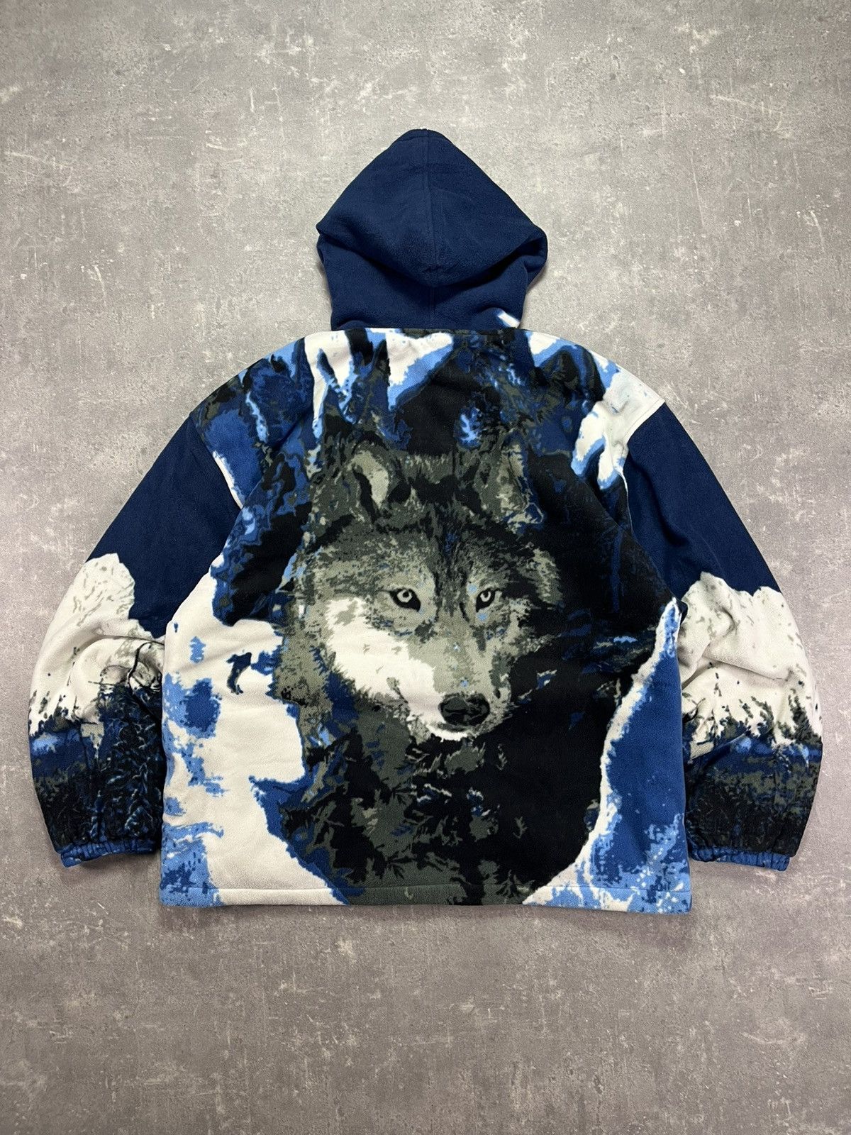 Vintage Vintage Hooded Animal Printed Wolf Pack Fleece Jacket 3XL Size US XXL / EU 58 / 5 - 2 Thumbnail