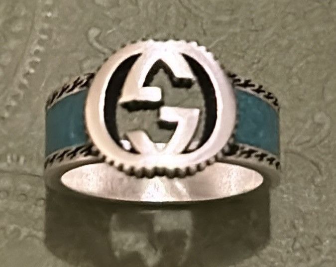 Gucci Gucci Interlocking G Turquoise Enamel Ring 14mm AG925 Size ONE SIZE - 4 Thumbnail