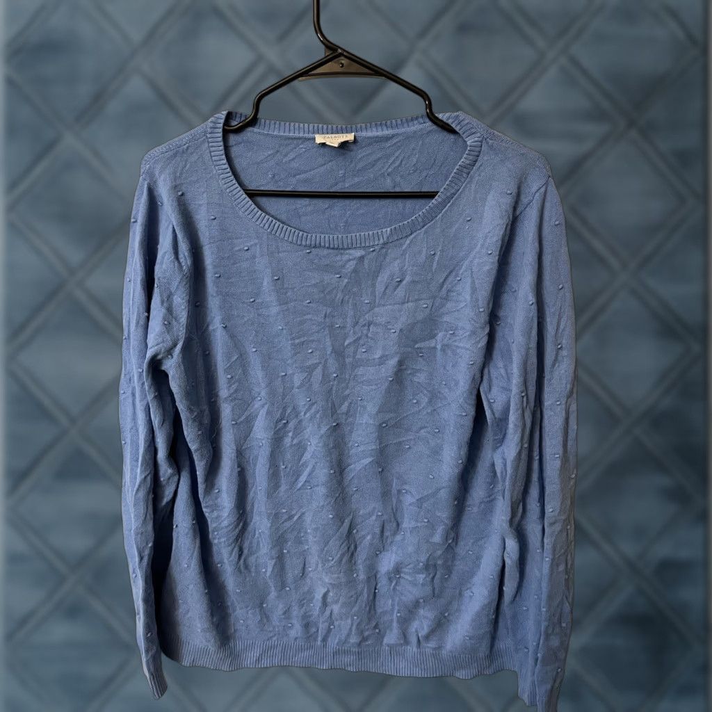 Talbots Talbots Pullover Sweater Women's Medium Blue Round Neck Casual Knitted Knit Cotton Blend Button Vintage No Size M / US 6-8 / IT 42-44 - 1 Thumbnail
