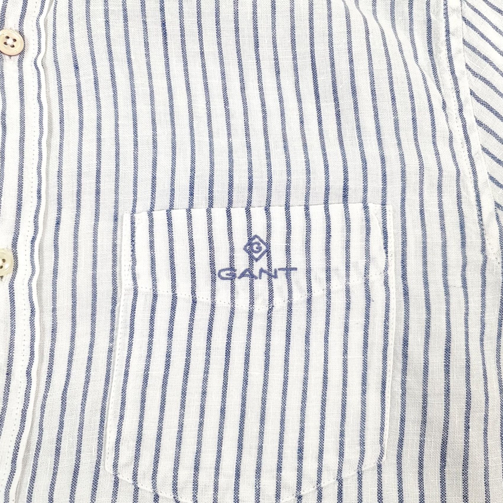 Gant GANT Shirt White S 100% Linen Button-Up Short Sleeve Collared Casual Vintage No Mens Size US S / EU 44-46 / 1 - 4 Thumbnail