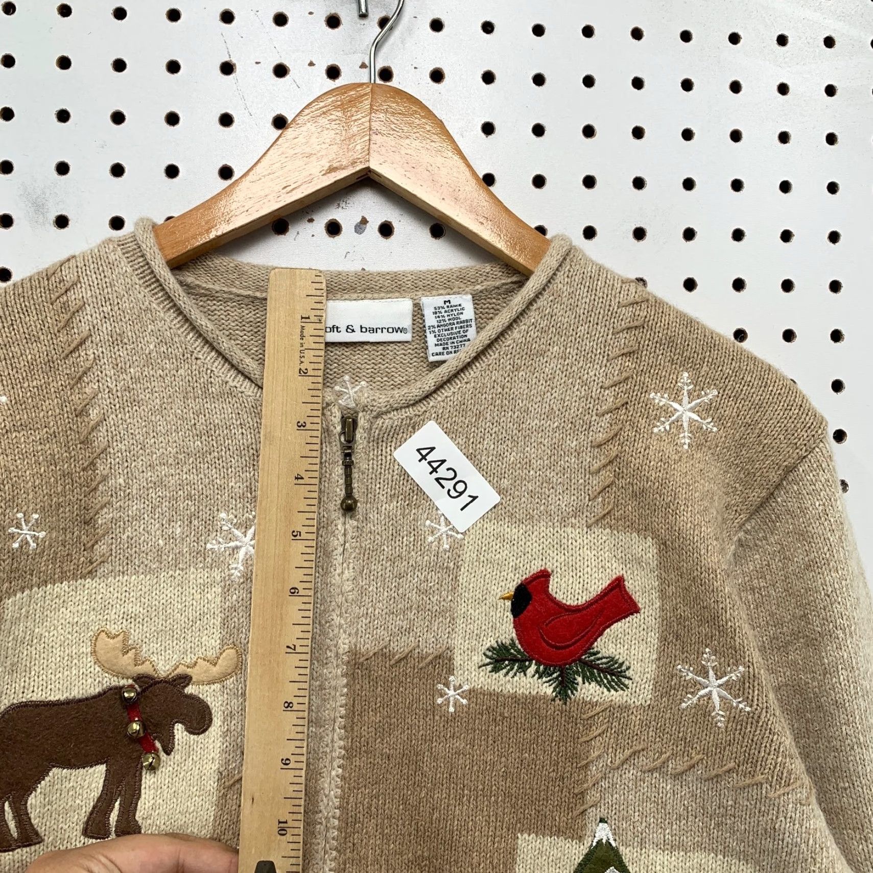 Croft & Barrow VINTAGE Croft & Barrow Winter Zip Knit Cardigan Sweater Womens M Beige Petite Ramie Wool Size M / US 6-8 / IT 42-44 - 7 Thumbnail