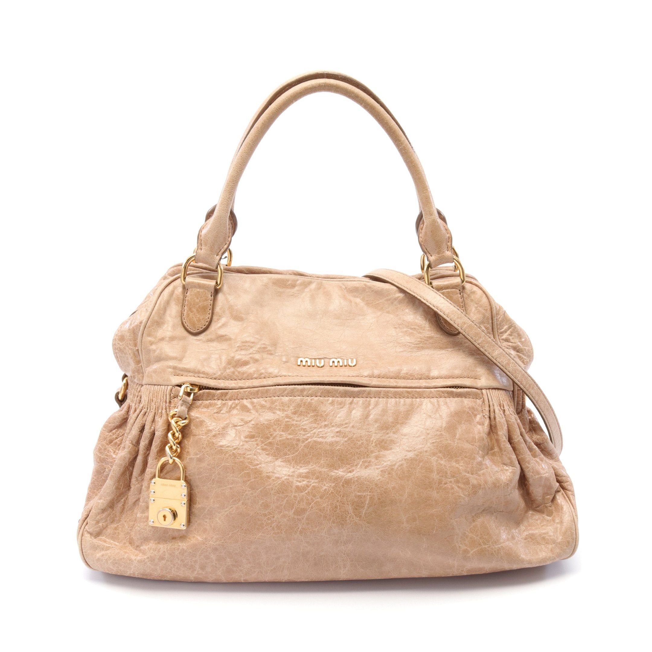Miu Miu Miu Miu Handbag Tote Bag Leather Beige Size ONE SIZE - 1 Thumbnail