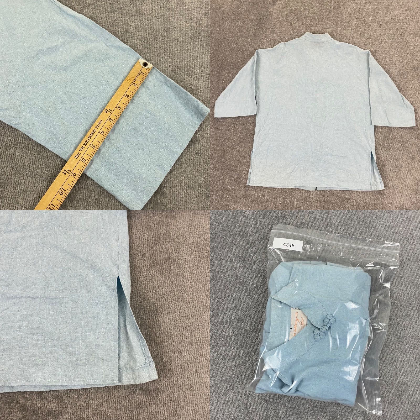 Vintage Penthouse Gallery Top Womens Large Blue Hook & Loop Linen Tunic 3/4 Catherine O. Size L / US 10 / IT 46 - 8 Thumbnail