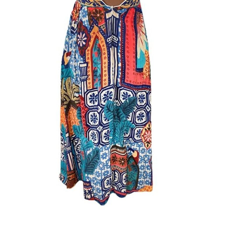 Farm Rio Farm Rio Sleeveless Forest Tiles V-Neck Midi Dress – Size XS Size XS / US 0-2 / IT 36-38 - 4 Thumbnail