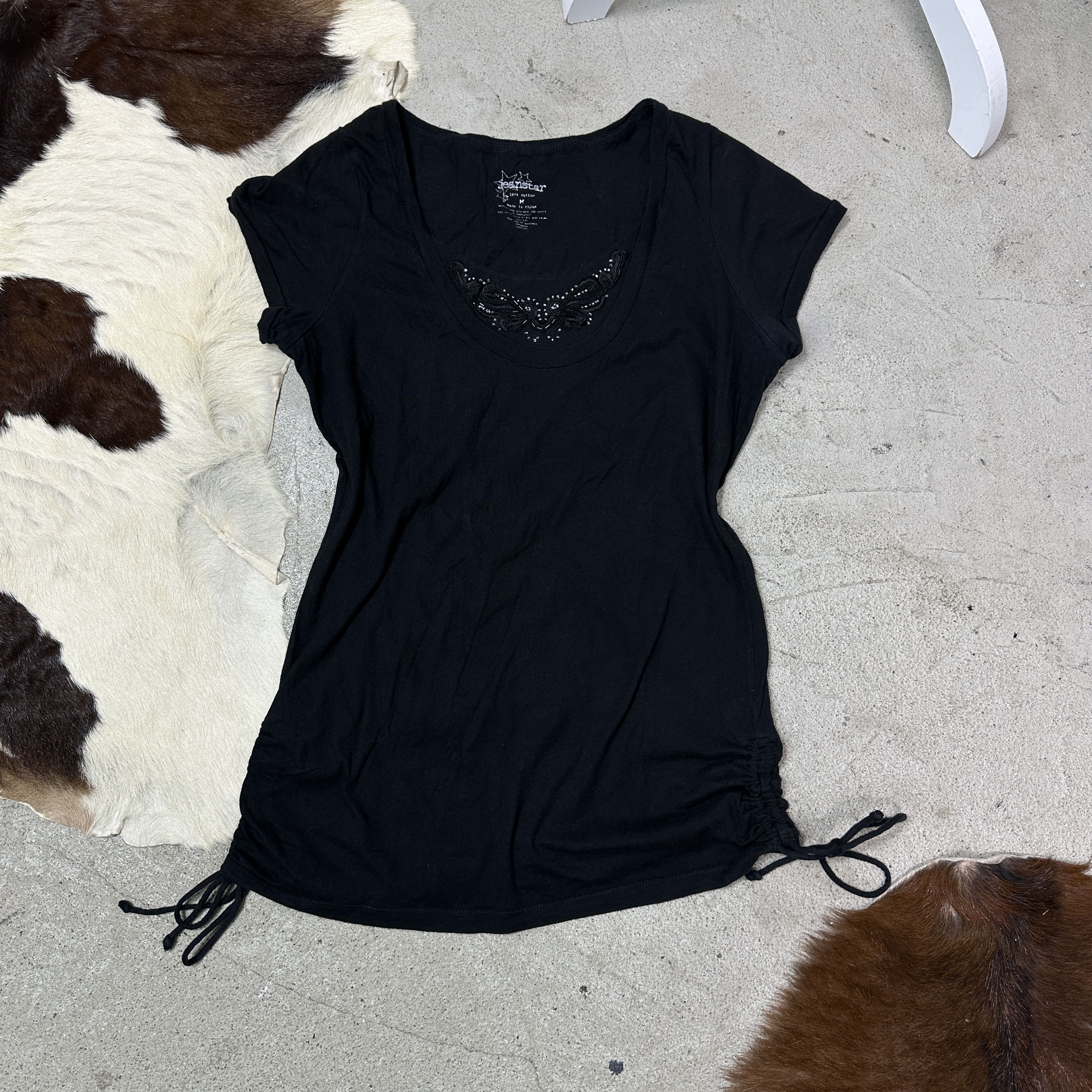 Vintage Vintage Avant Garde Adjustable Strings Fitted T-shirt 00s Size M / US 6-8 / IT 42-44 - 2 Thumbnail