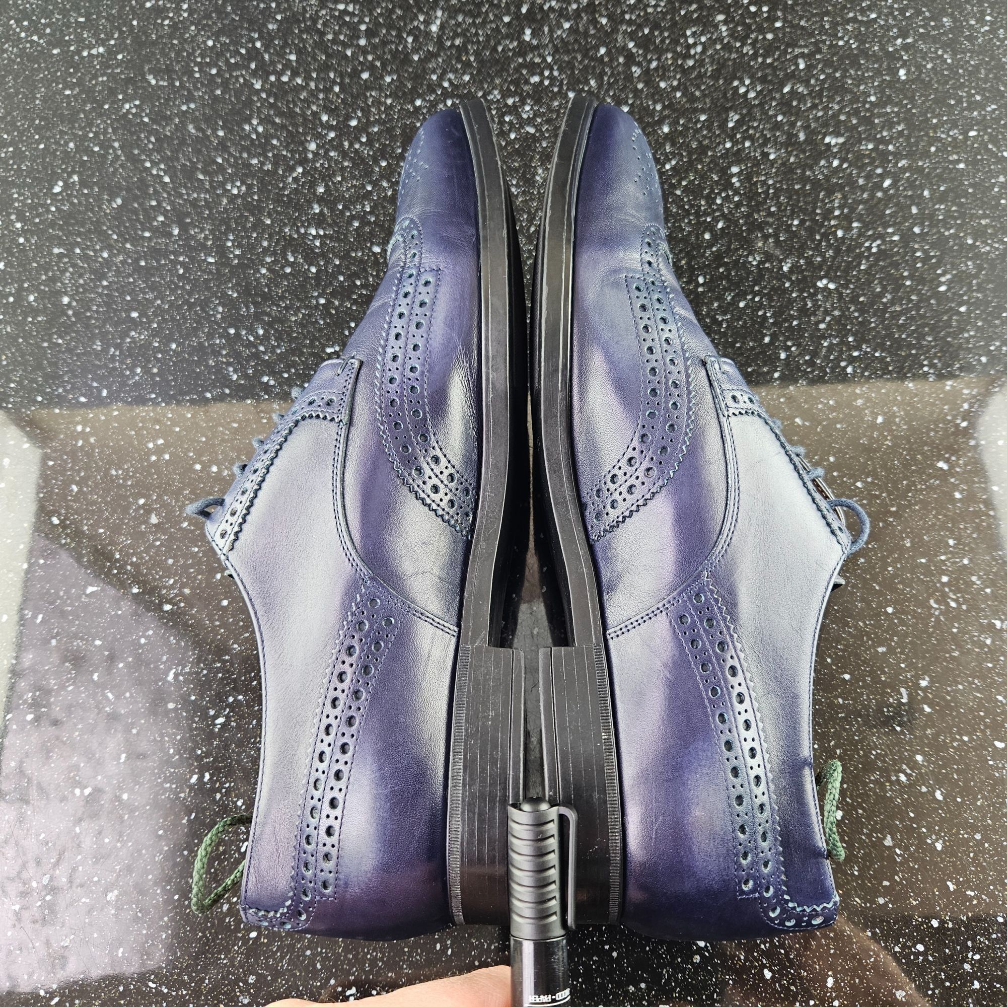 Prada Prada Blue Patina Leather Brogues Dress Shoes (Y0721) Size US 8.5 / EU 41-42 - 9 Thumbnail