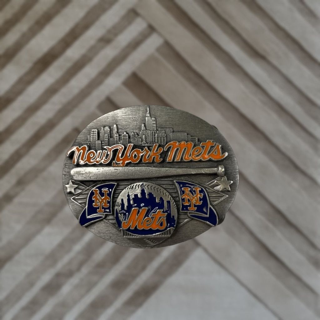 Vintage VINTAGE Mets Belt Buckle Pewter Silver 1990 Limited Edition Men NY Mets Unbranded West Coast Siskiyou Pewter Buckle Silver Belt Buckle Men Size ONE SIZE - 1 Thumbnail