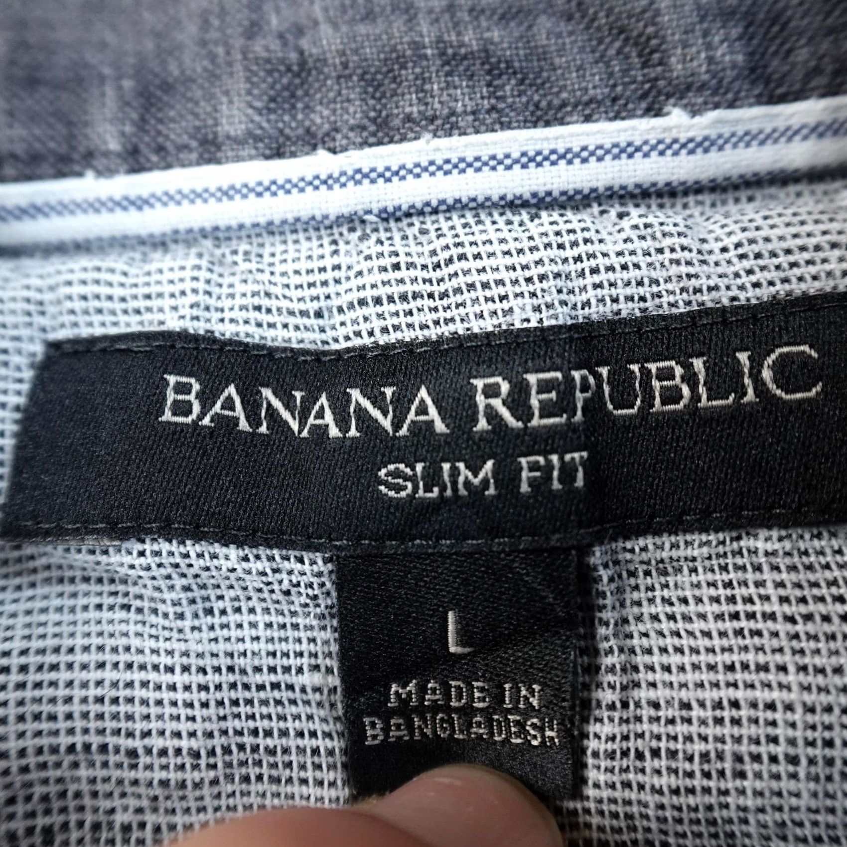 Banana Republic Banana Republic Shirt Mens L Gray Linen Chambray Button Up Long Sleeve Slim Fit Size US L / EU 52-54 / 3 - 5 Thumbnail