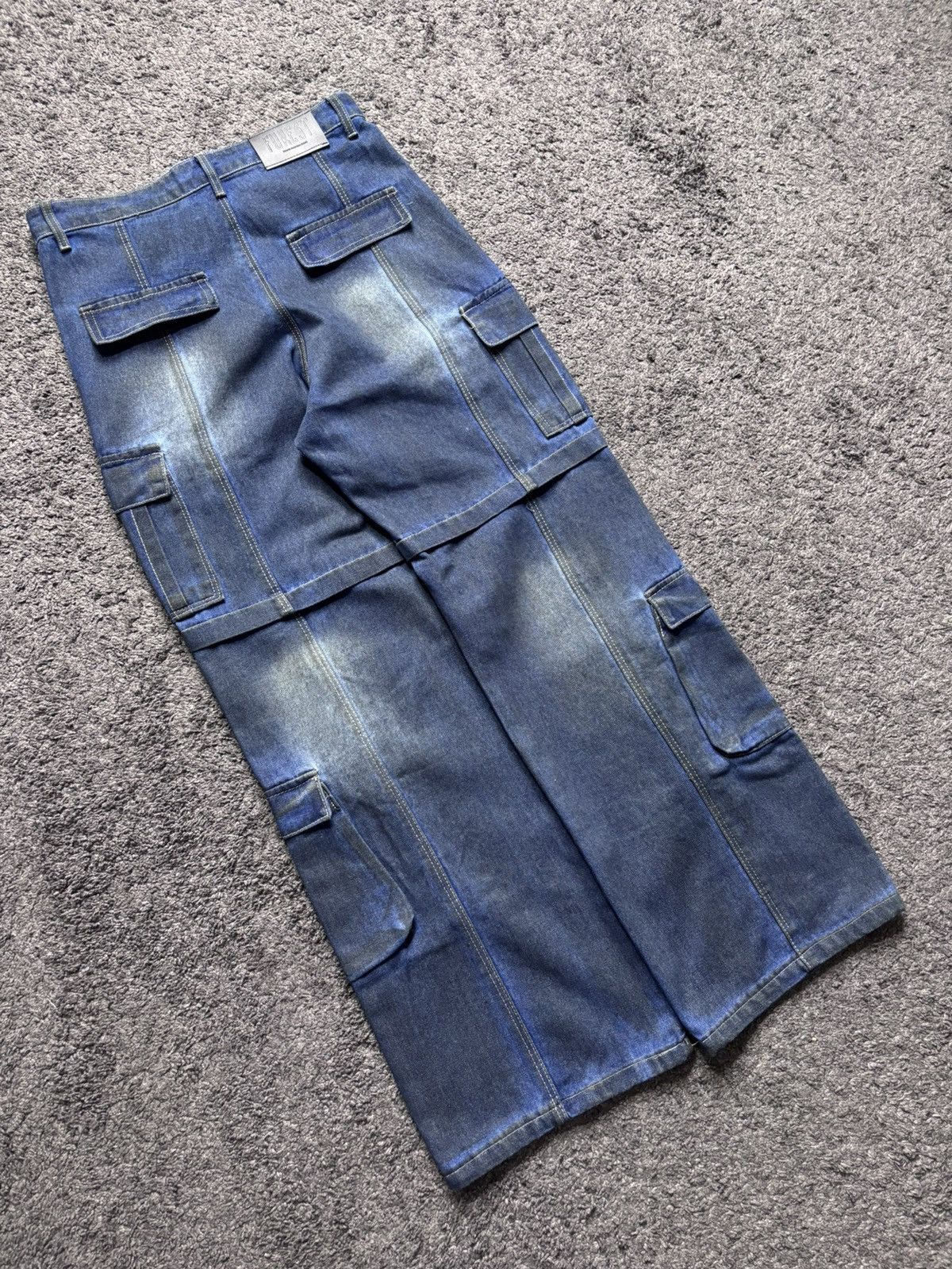 Vintage Vintage wide leg rare night blue baggy flared cargo jeans Size US 33 - 14 Thumbnail