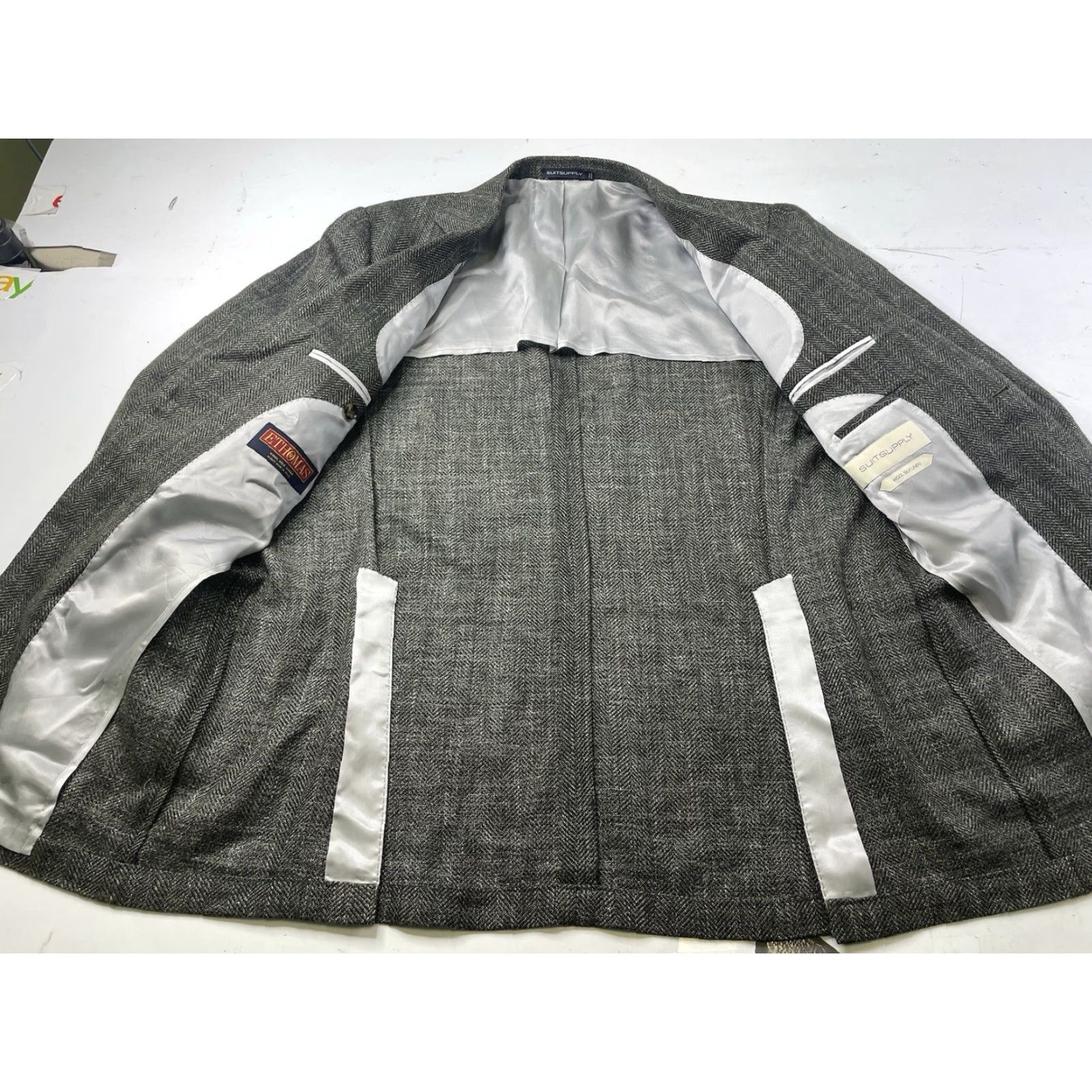 Suitsupply Suitsupply Blazer Jacket Havana Pleated Sim Wool Silk Linen Green Herringbone 46 Size 46R - 2 Thumbnail
