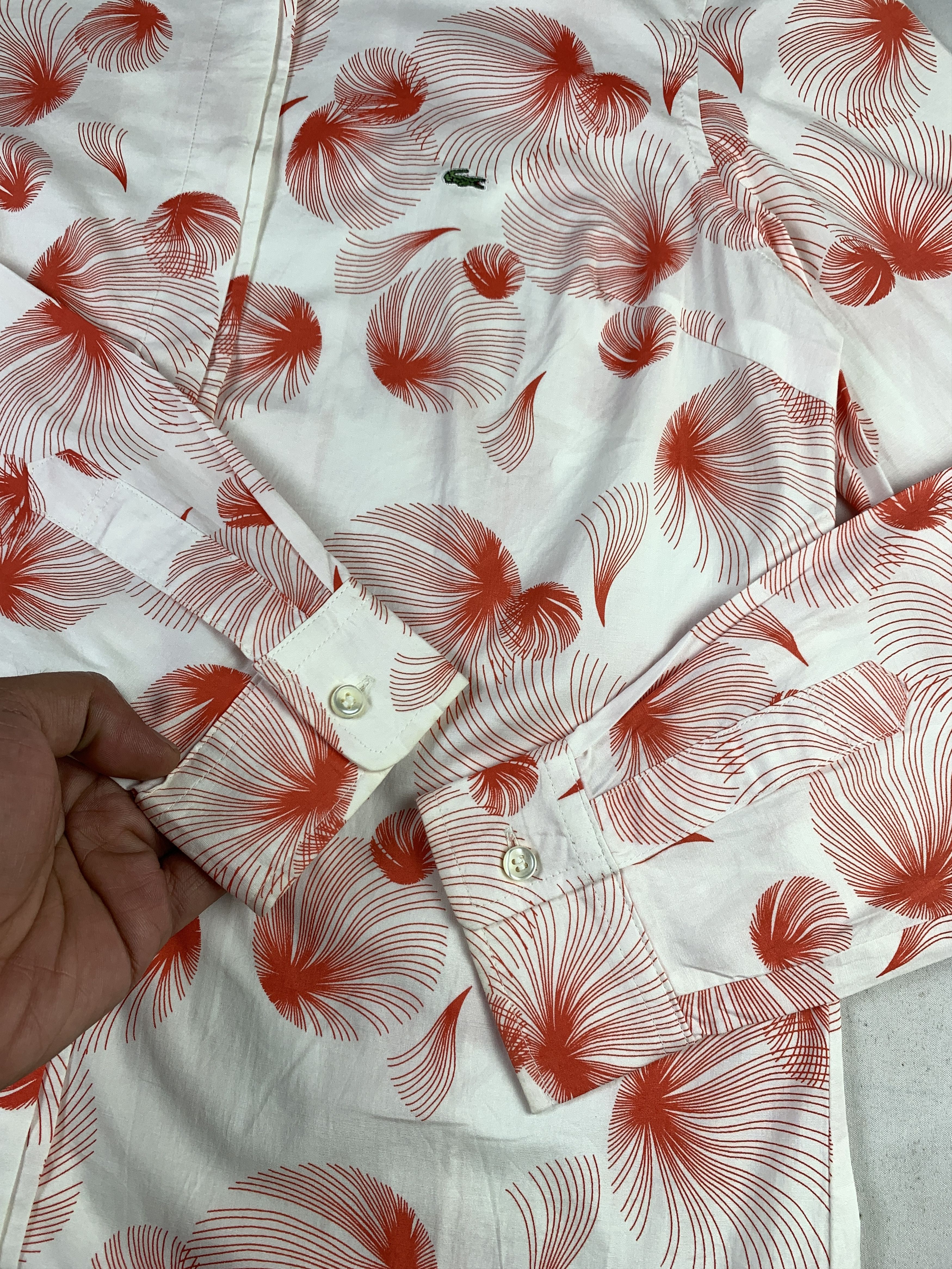 Lacoste Lacoste White Patterened Art Shirt (M) Size M / US 6-8 / IT 42-44 - 6 Thumbnail
