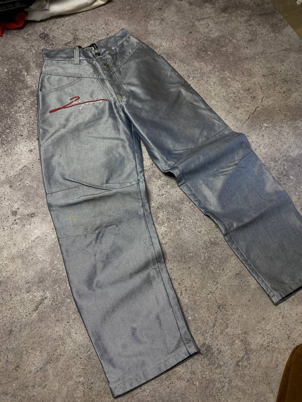 Japanese Brand × Vintage Vintage 2PAC Pants Jeans Silver Baggy Denim Y2k Size US 26 / EU 42 - 4 Thumbnail