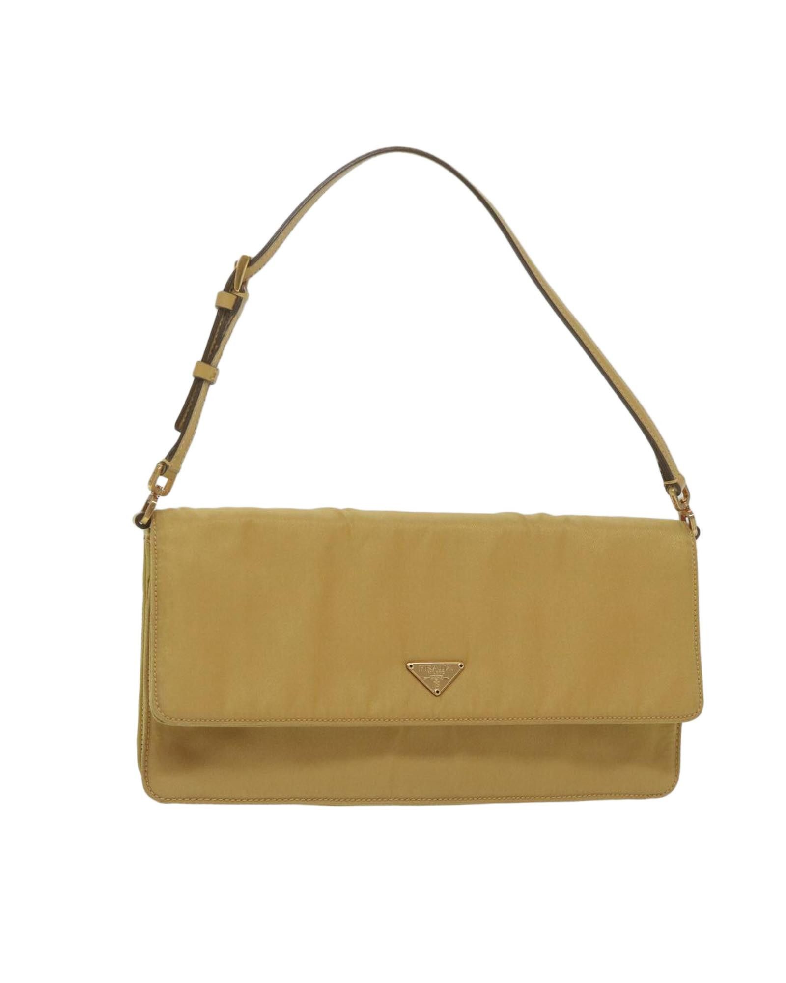 image of Yellow Nylon Accessory Pouch By Prada, Women's