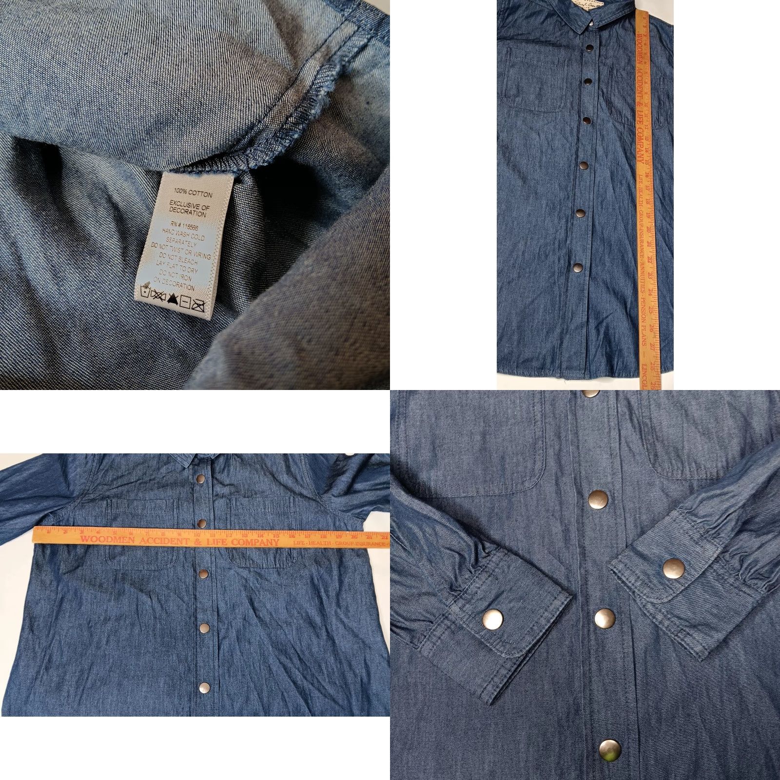 Vintage VINTAGE Cheryl Crow Be Myself Women’s Chambray Long Sleeve Snap Shirt Medium Blue Butterfly EUC Size M / US 6-8 / IT 42-44 - 8 Thumbnail