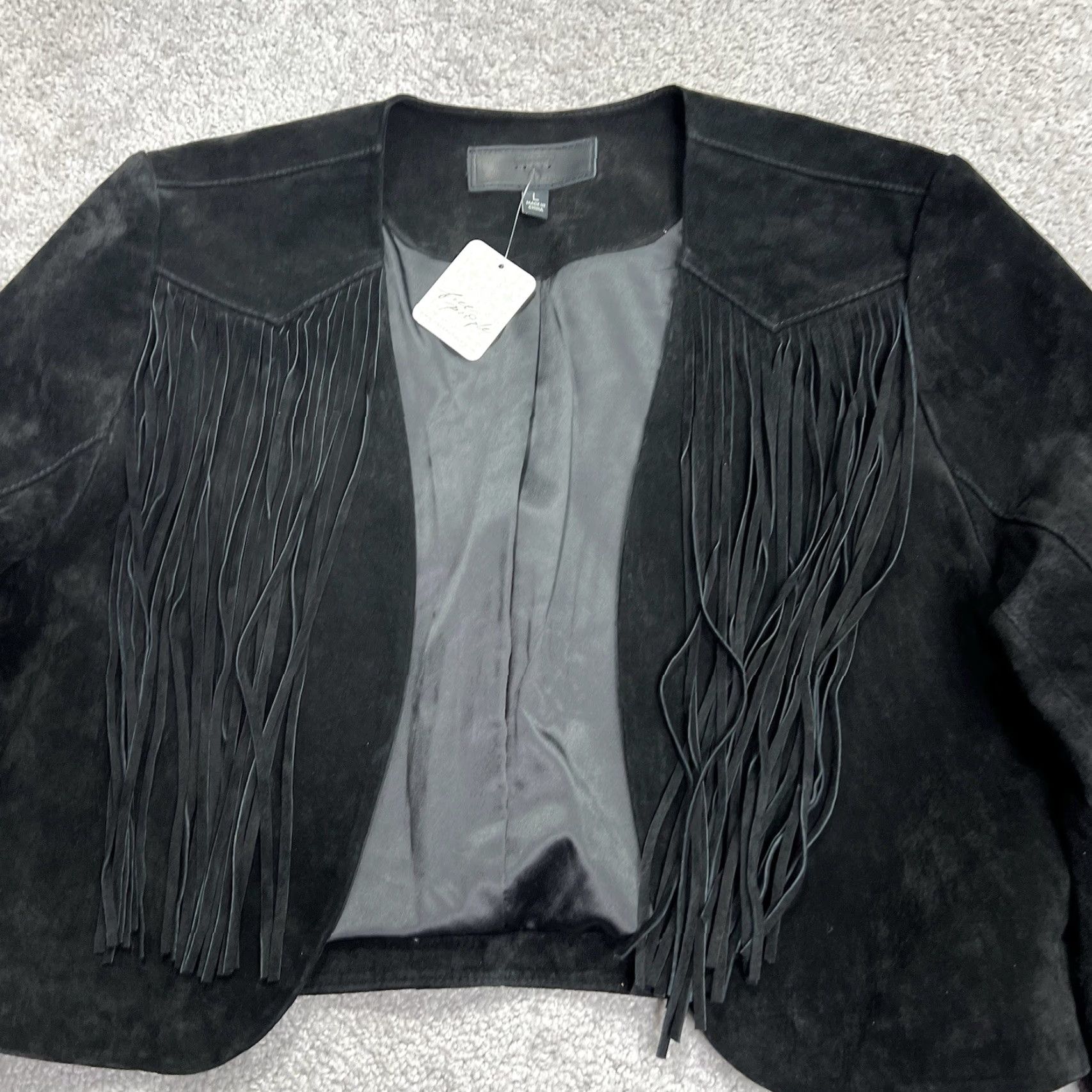 Free People Free People X Blank NYC Show Stopper Fringe Jacket L Black Open NWT Regular Women's Leather Blazer Vintage No Size L / US 10 / IT 46 - 2 Thumbnail