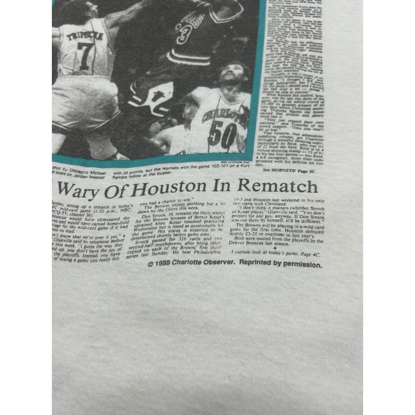 NBA VTG 1988 The Charlotte Observer NBA Hornets Bulls Shirt RARE Size US L / EU 52-54 / 3 - 9 Thumbnail