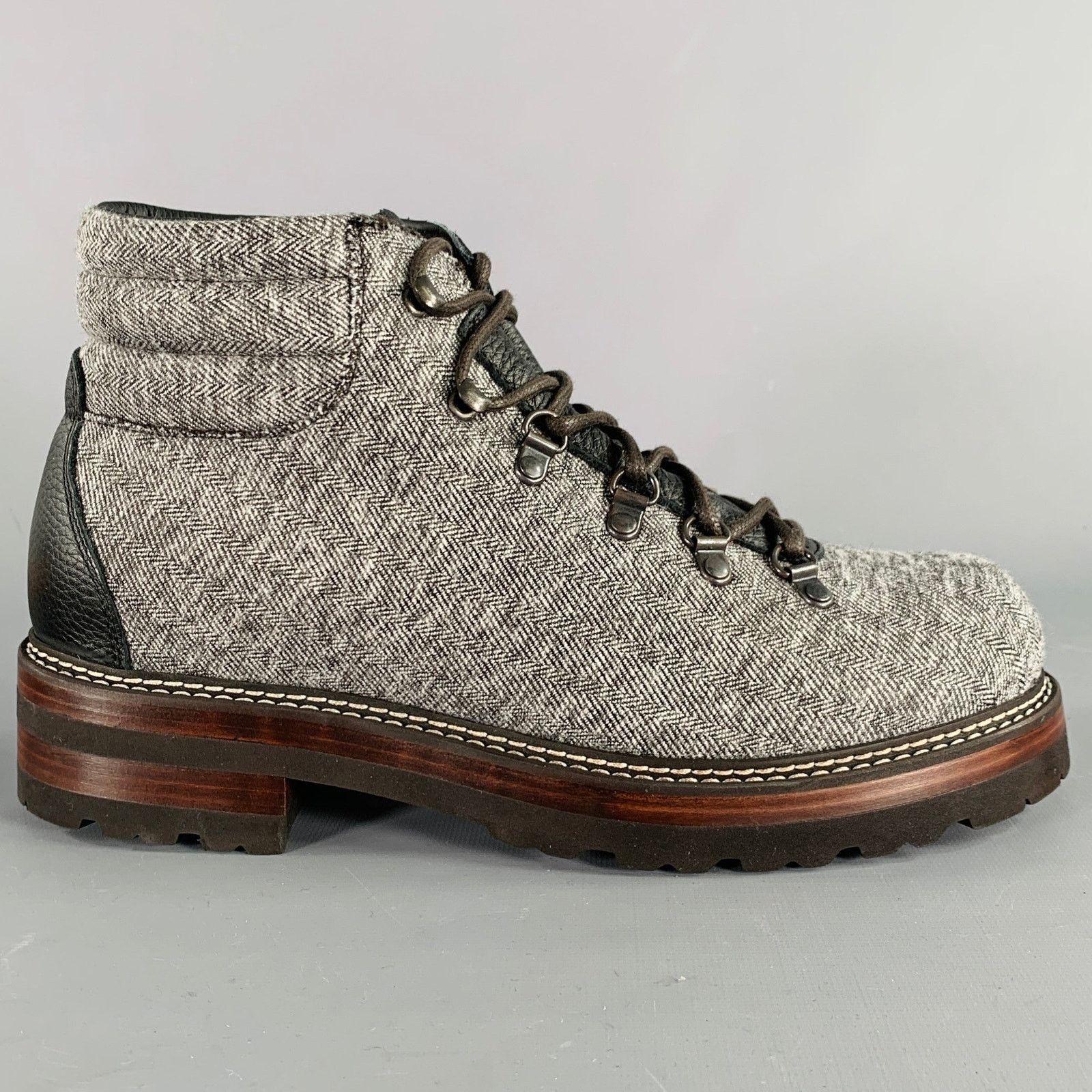 Other 10 Tom Hiker Grey Black Tweed Wool Hiking Ankle Boots Size US 10 / EU 43 - 2 Thumbnail