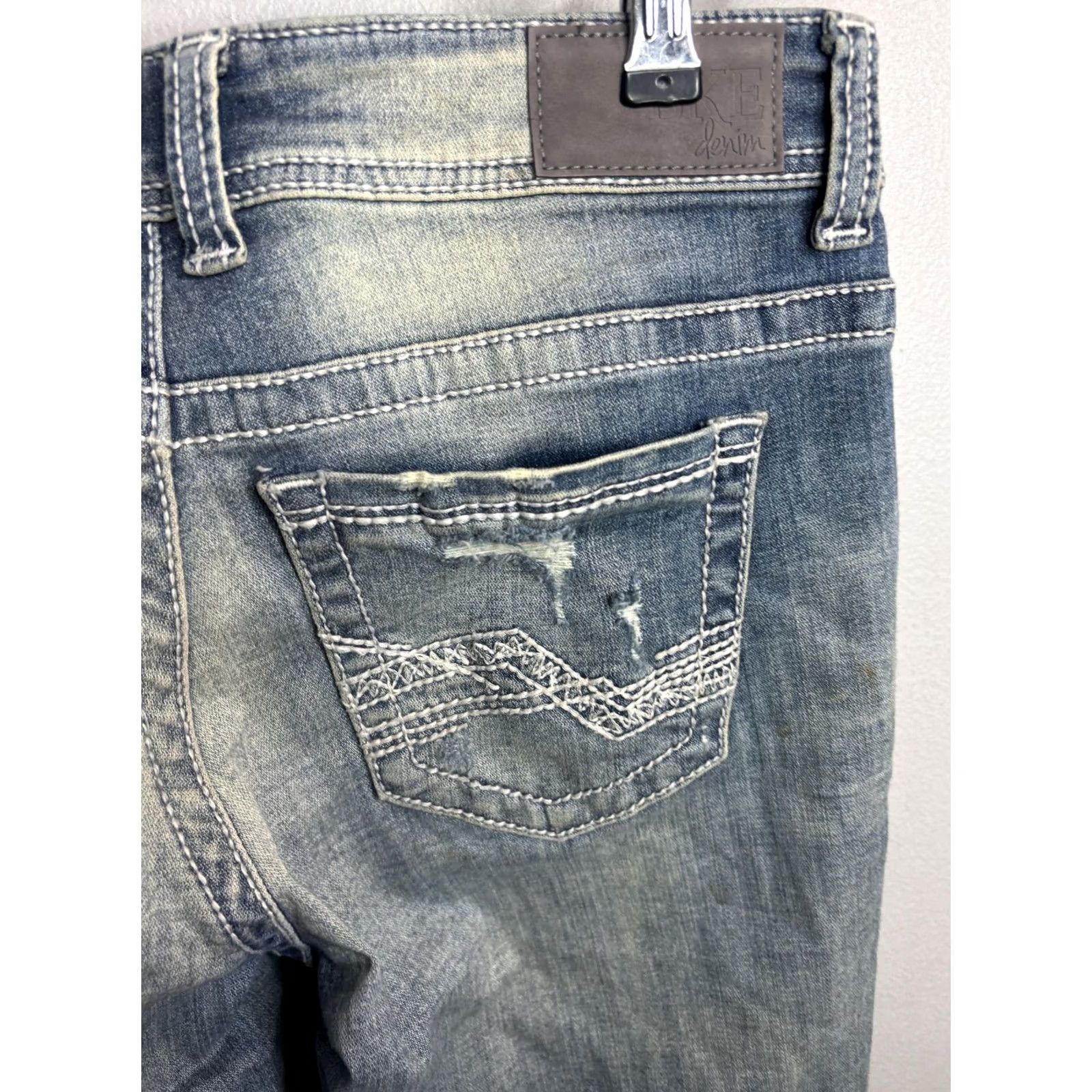 BKE BKE Payton Bootcut Jeans Womens 27 31.5 Blue Distressed Denim Made Mexico Size 27" / US 4 / IT 40 - 3 Thumbnail
