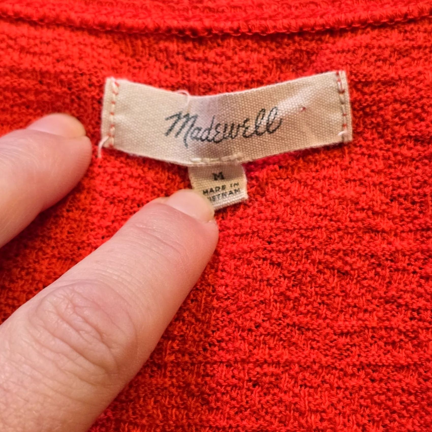 Madewell Madewell Top Womens Size Medium Orange Faux Wrap Textured V Neck Cropped Casual Shirt Blouse Knit Short Sleeve Regular Mens? Size M / US 6-8 / IT 42-44 - 5 Thumbnail