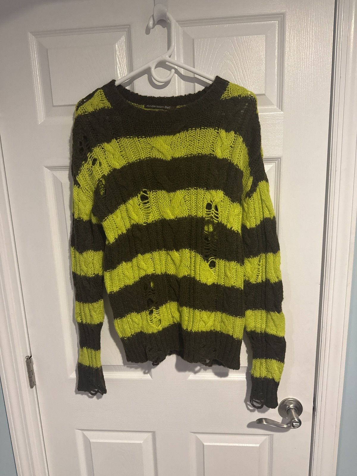 Andersson Bell Andersson Bell Brown & Green Destroyed Cable Sweater Size S / US 4 / IT 40 - 5 Thumbnail