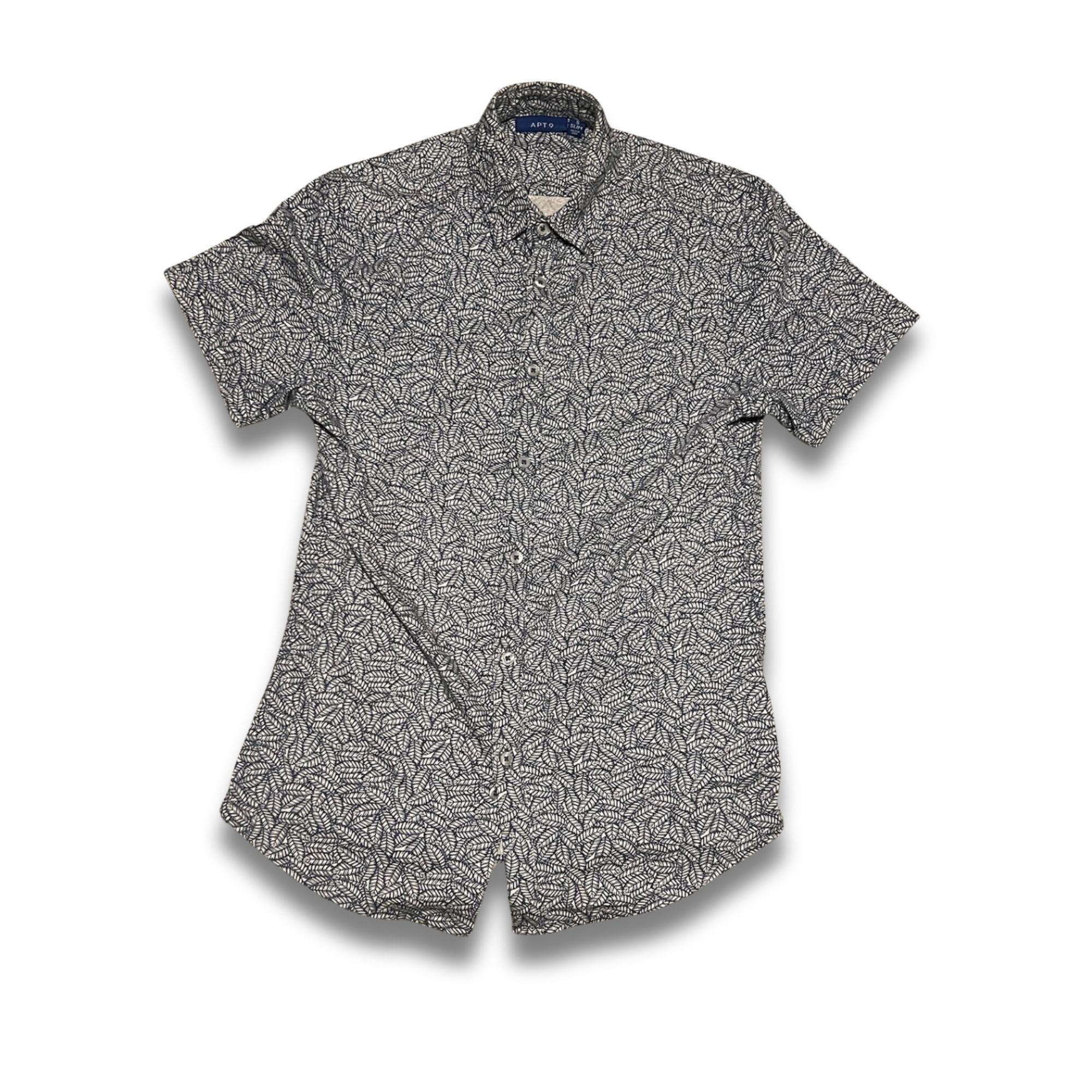 Apt. 9 Apt. 9 Slim Fit Button-Up Shirt Blue Leaf Print Short Sleeve Size US S / EU 44-46 / 1 - 2 Thumbnail